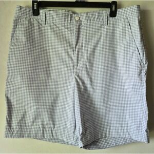 FootJoy Golf Shorts Mens 40 Seersucker Check Flat Front Gray White Logo See Pics